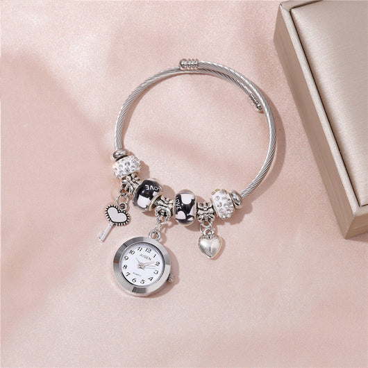 Reloj Pulsera Mujer con Colgante Corazón y Llave - Cuarzo - Image 8