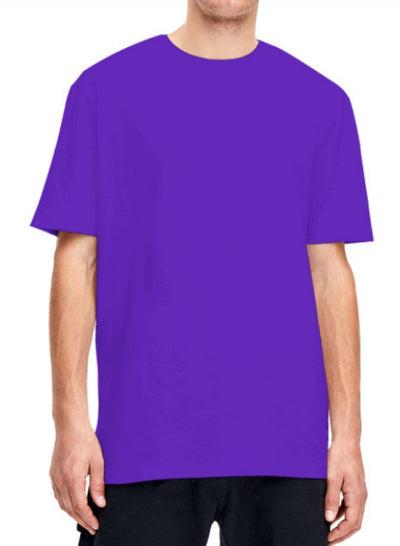 Plain light beige short-sleeved crew neck t-shirt made of cotton, shown on a model. - Image 19
