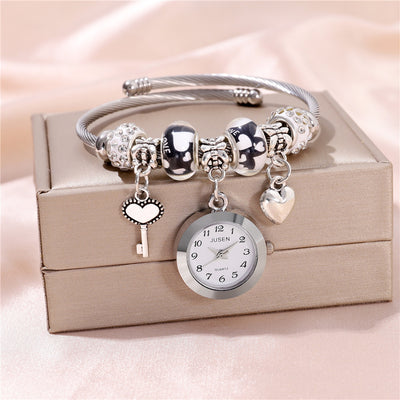 Reloj Pulsera Mujer con Colgante Corazón y Llave - Cuarzo - Image 11