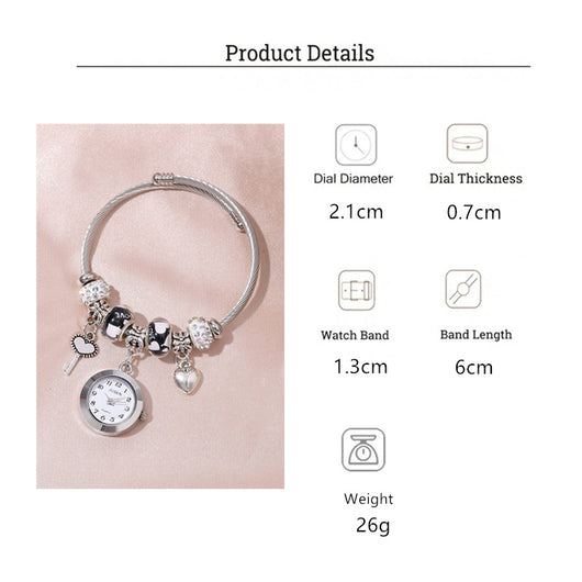 Reloj Pulsera Mujer con Colgante Corazón y Llave - Cuarzo - Image 17
