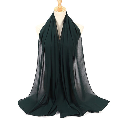 Pañuelo Chifón Plisado Transpirable para Mujer - Diseño Monocromo Elegante - Image 45
