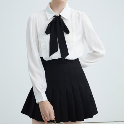 Blusa Blanca de Encaje con Cordones y Manga Larga para Mujer - Image 13