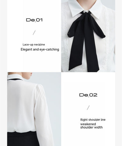Blusa Blanca de Encaje con Cordones y Manga Larga para Mujer - Image 14