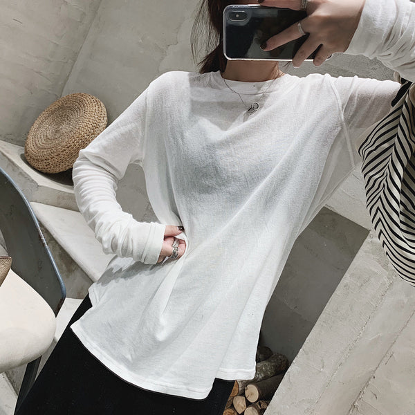 Blusa de Manga Larga con Corte Asimétrico
