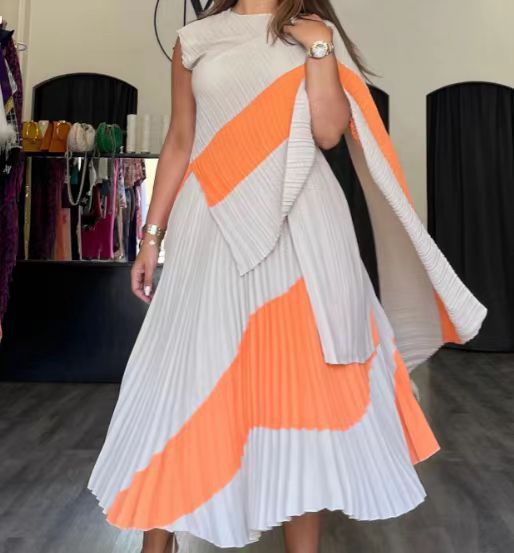 Conjunto Elegante: Blusa Asimétrica + Falda Amplia con Cintura Elástica - Image 4