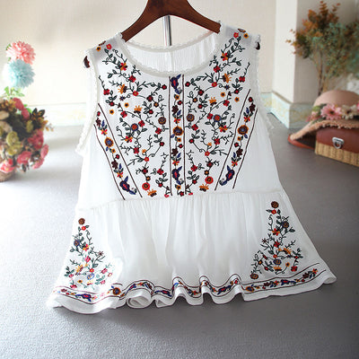 Blusa Retro Holgada con Bordado Floral - Image 10