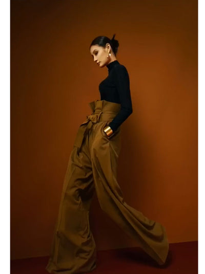 Pantalón de Vestir Talle Alto Pierna Larga Ancho Recto Estilo Cuatro Estaciones - Image 12
