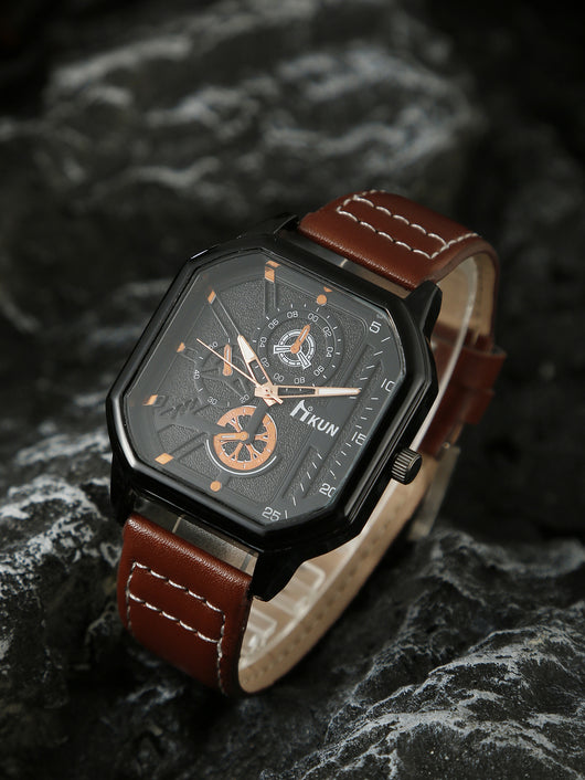 Reloj Casual para Hombre con Doble Capa y Esfera Cuadrada - Image 11
