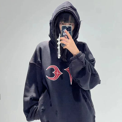 Sudadera con Capucha Desgastada y Lavada - Estilo Casual Destruido - Image 12