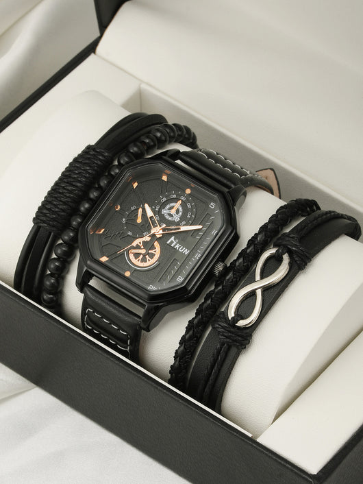 Reloj Casual para Hombre con Doble Capa y Esfera Cuadrada - Image 13