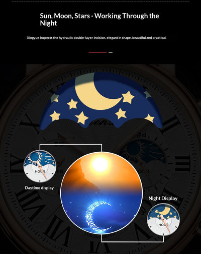 Reloj Empresarial Hombre Fases Lunares Calendario Resistente al Agua - Image 13