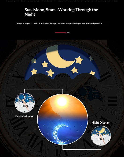 Reloj Empresarial Hombre Fases Lunares Calendario Resistente al Agua - Image 13
