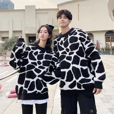 Suéter Térmico de Pareja Estampado Zebra - Abrigo Casual Holgado Invierno - Image 7