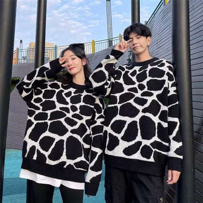 Suéter Térmico de Pareja Estampado Zebra - Abrigo Casual Holgado Invierno - Image 9