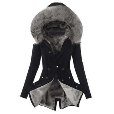 Abrigo de Algodón Cálido con Cuello de Piel y Cordón Ajustable - Image 23