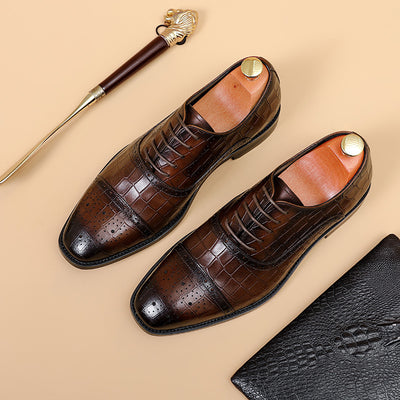 Zapatos Oxford de Cuero Genuino con Grabado Artesanal para Negocios - Image 11