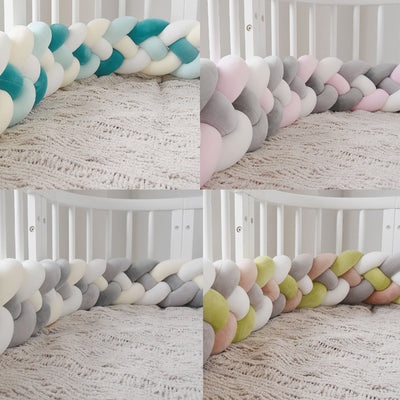 Protectores de Cuna Trenzados Alargados con Almohada Decorativa - Image 92