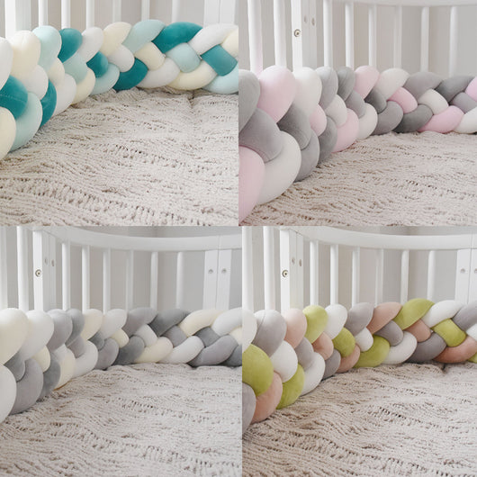 Protectores de Cuna Trenzados Alargados con Almohada Decorativa - Image 92