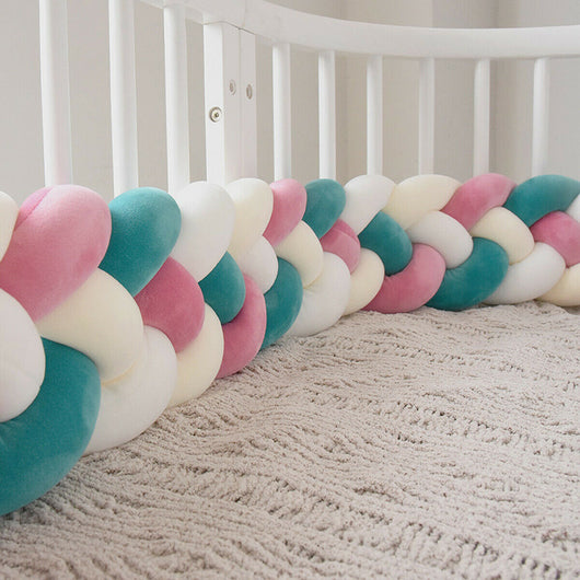 Protectores de Cuna Trenzados Alargados con Almohada Decorativa - Image 93