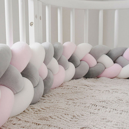 Protectores de Cuna Trenzados Alargados con Almohada Decorativa - Image 94