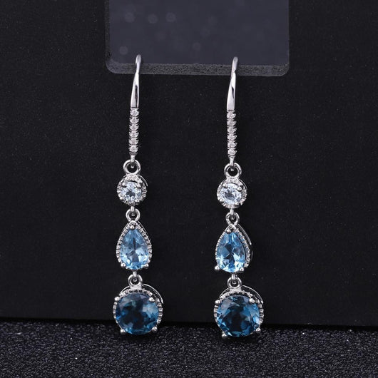 Aretes de Piedras Preciosas Naturales Elegantes en Plata S925 - Image 13