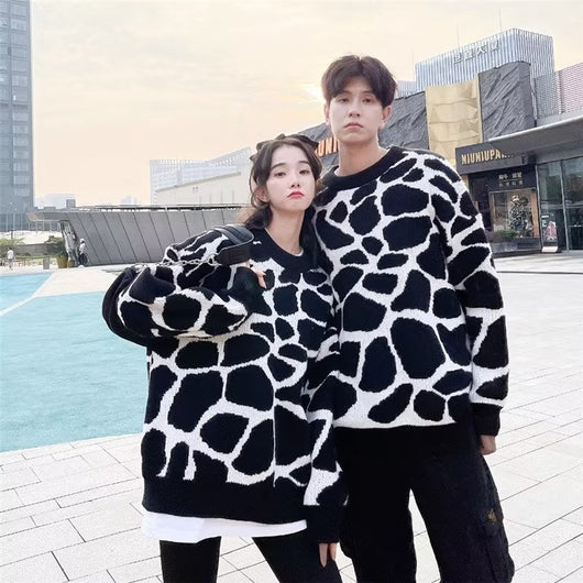 Suéter Térmico de Pareja Estampado Zebra - Abrigo Casual Holgado Invierno - Image 11
