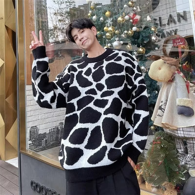 Suéter Térmico de Pareja Estampado Zebra - Abrigo Casual Holgado Invierno - Image 15
