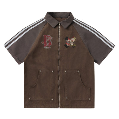 Camiseta Floral de Manga Corta Estilo Urbano para Hombre
