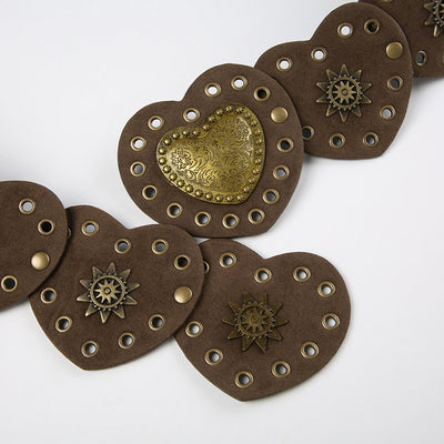 Cinturón Retro con Hebilla de Corazón y Costura Decorativa - Image 13