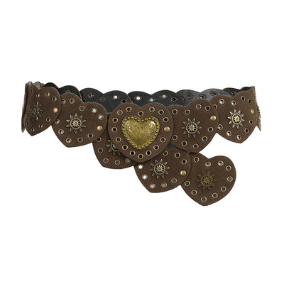 Cinturón Retro con Hebilla de Corazón y Costura Decorativa - Image 14