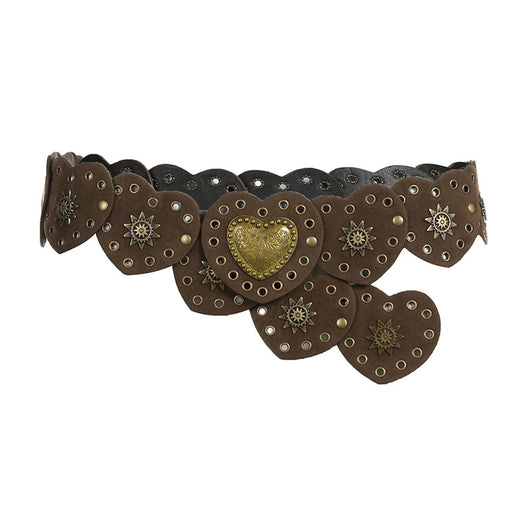 Cinturón Retro con Hebilla de Corazón y Costura Decorativa - Image 14