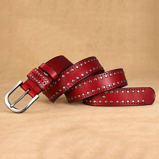 Cinturón de Cuero Genuino para Mujer con Remaches Decorativos - Image 12
