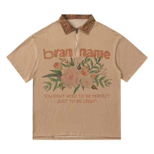 Polo Denim con Estampado Floral Retro - Diseño Unisex Oversize - Image 9