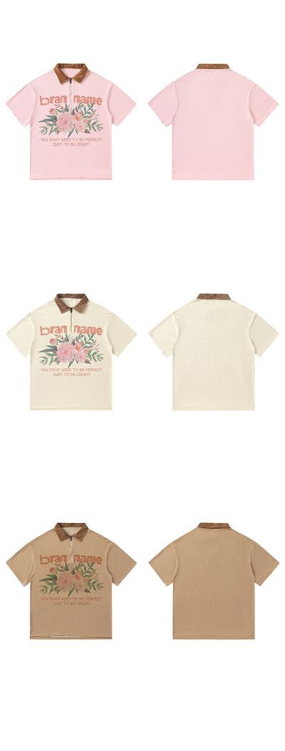 Polo Denim con Estampado Floral Retro - Diseño Unisex Oversize - Image 10