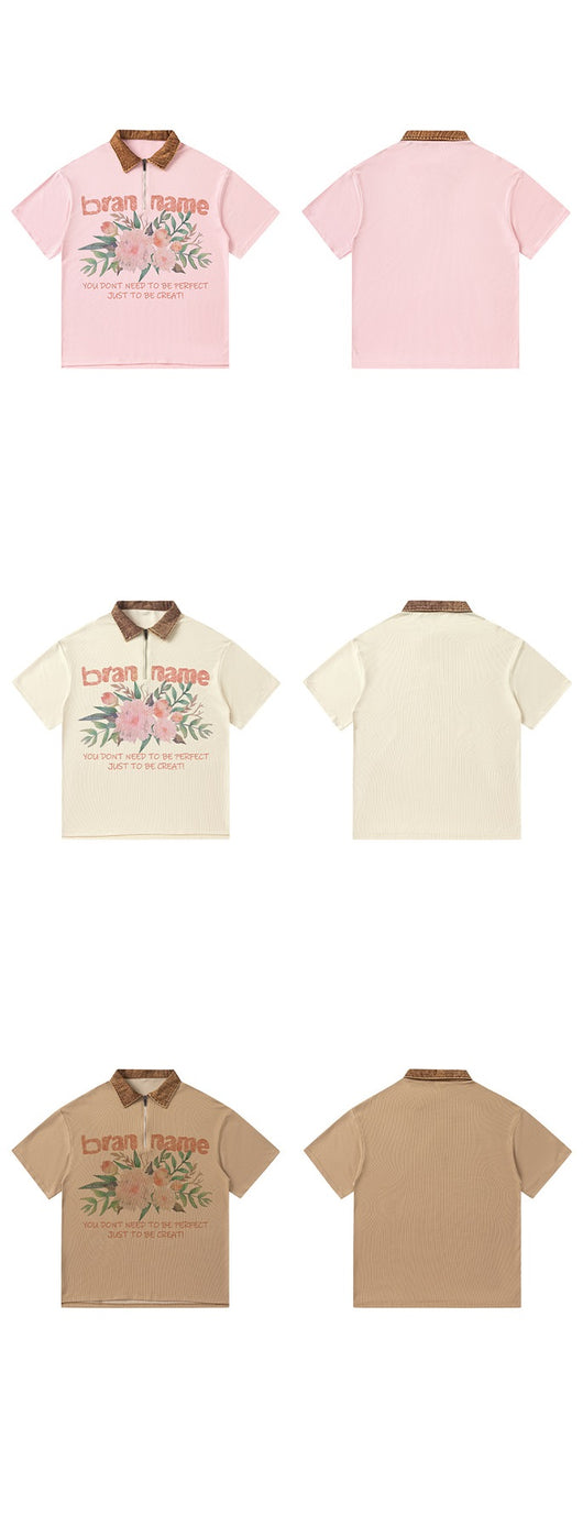 Polo Denim con Estampado Floral Retro - Diseño Unisex Oversize - Image 17
