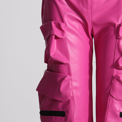Overol de Diseño PU con Múltiples Bolsillos para Mujer - Image 12