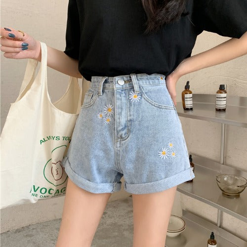 Shorts Baggy de Mezclilla Daisy con Pierna Ancha