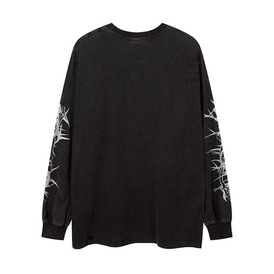 Playera Manga Larga Retro con Estampado de Letras Espinas para Hombre - Image 22