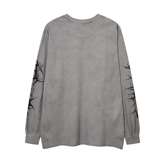 Playera Manga Larga Retro con Estampado de Letras Espinas para Hombre - Image 23