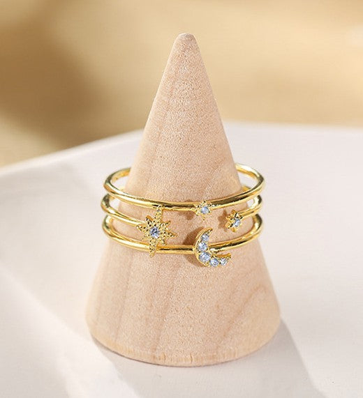 Anillo de Luna y Estrella Hueca