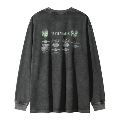 Playera Manga Larga con Estampado de Calavera Desgastada para Hombre - Image 20