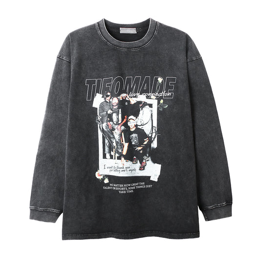 Camiseta Manga Larga Estampada con Efecto Vintage para Hombre - Image 9