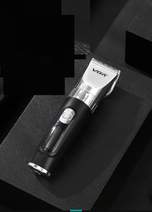 Black hair clipper with LCD digital display showing power and RPM, four guide combs (3mm-12mm), USB cable, cleaning brush, and oil bottle. - Image 12