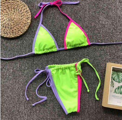 Bikini Halter con Costuras de Colores Caramelo - Image 3