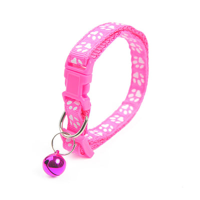 Collar para Cachorro con Cascabel y Estampado de Patitas en Colores Sólidos - Image 18