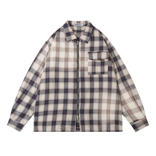 Camisa Suelta Casual Estampado Cuadros para Hombre - Image 12