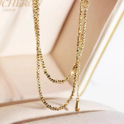 Collar de Oro 18K con Cadena de Ondas y Cuentas Láser - Image 8