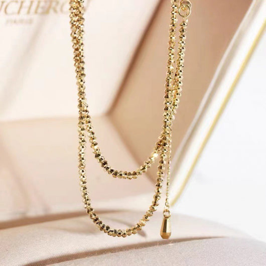Collar de Oro 18K con Cadena de Ondas y Cuentas Láser - Image 8