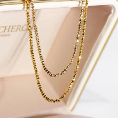 Collar de Oro 18K con Cadena de Ondas y Cuentas Láser - Image 9