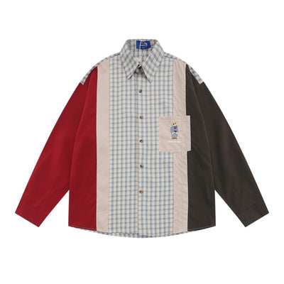 Camisa de Cuadros Hombre con Costuras Asimétricas - Manga Larga - Image 7